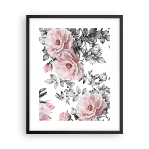 Affiche dans un cadre noir - Poster - Se perdre dans les fleurs des roses - 40x50 cm
