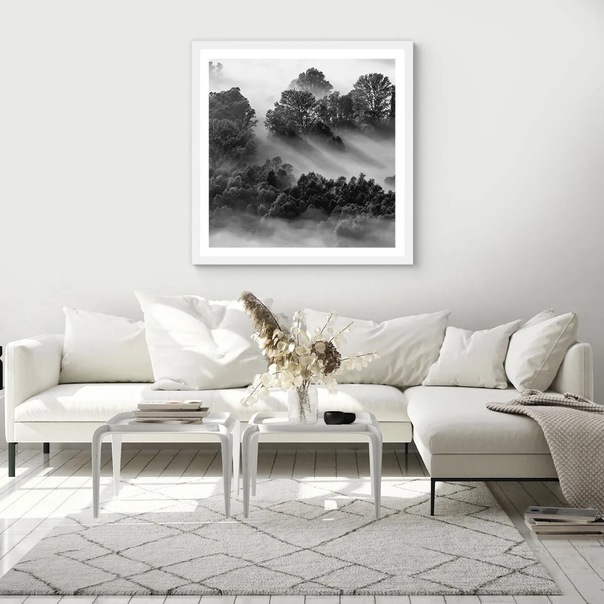 Affiche dans un cadre blanc - Poster - Sortir de son sommeil - 50x50 cm