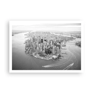Affiche - Poster - Vue aérienne de Manhattan en noir et blanc - 100x70cm - Comment ne pas aimer ? - Décoration murale moderne pour le salon et la chambre ARTTOR
