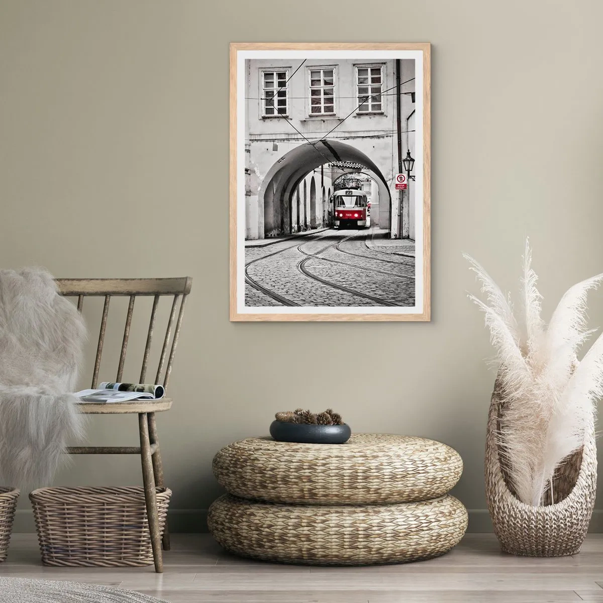 Affiche dans un chêne clair - Poster - Dans le labyrinthe de la ville - 40x50 cm