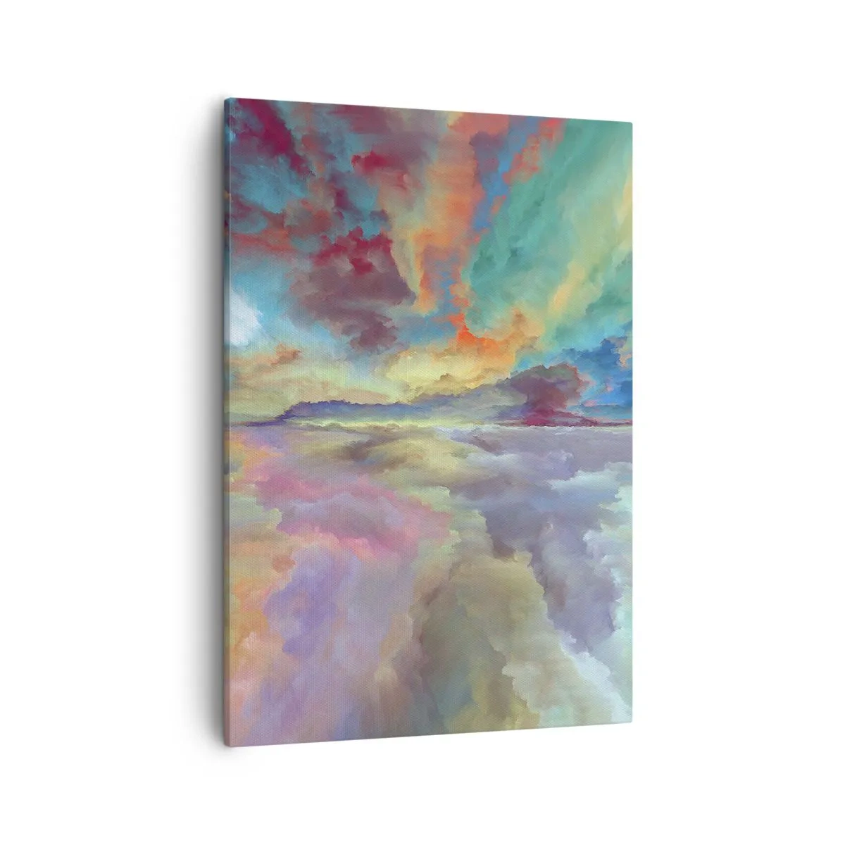 Impression sur toile - Image sur toile - Paysage de nuages colorés dans un style abstrait - 50x70cm - Deux paradis - Décoration murale moderne pour le salon et la chambre ARTTOR