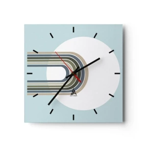 Horloge murale - Pendule murale - Une composition minimaliste avec un cercle et des lignes sur un fond pastel. - 30x30cm - Attraction irrésistible - Décoration murale moderne pour le salon et la chambre ARTTOR