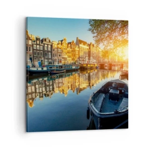 Impression sur toile - Image sur toile - Début de journée à Amsterdam - 60x60 cm