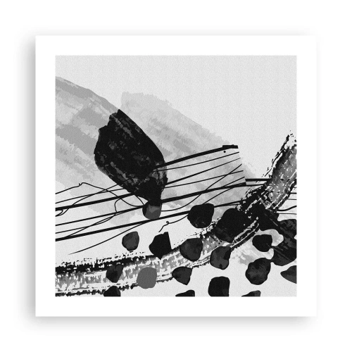 Affiche - Poster - Abstraction organique noir et blanc - 50x50 cm