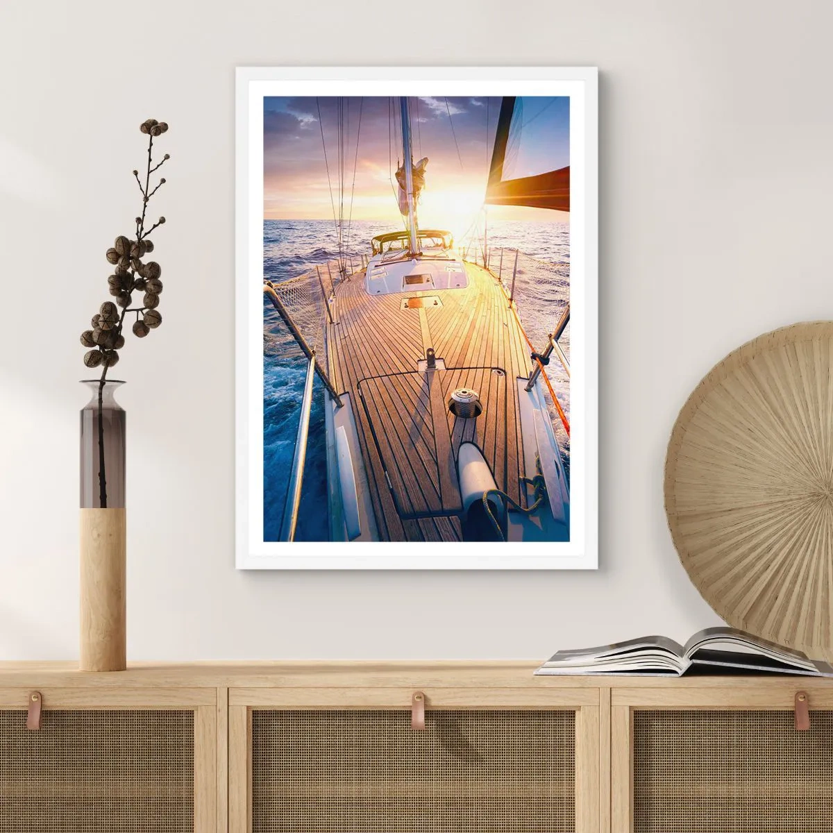 Affiche dans un cadre blanc - Poster - Courir sur les vagues - 30x40 cm