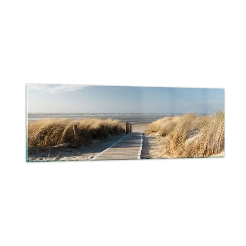 Impression sur verre - Image sur verre - Derrière la dune, dans le bruissement de l'herbe - 90x30 cm