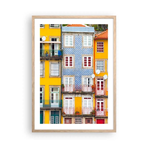 Affiche dans un chêne clair - Poster - Couleurs de vieille ville - 50x70 cm