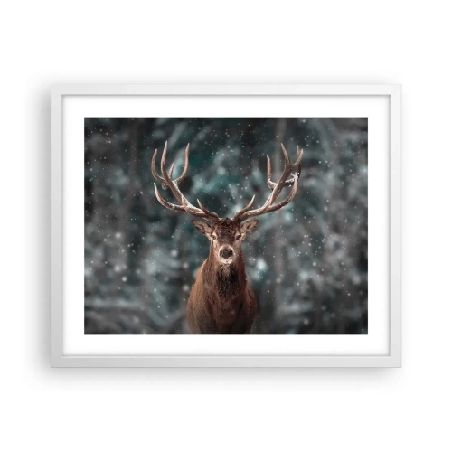 Affiche dans un cadre blanc - Poster - Roi de la forêt couronné - 50x40 cm