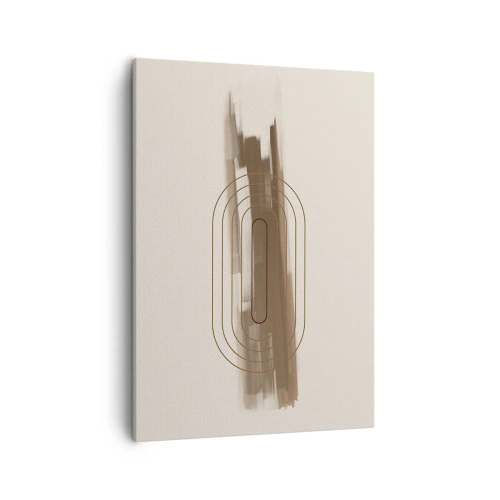 Impression sur toile - Image sur toile - Une composition minimaliste dans les tons beige et gris avec un motif géométrique - 50x70cm - Parfum de gris - Décoration murale moderne pour le salon et la chambre ARTTOR
