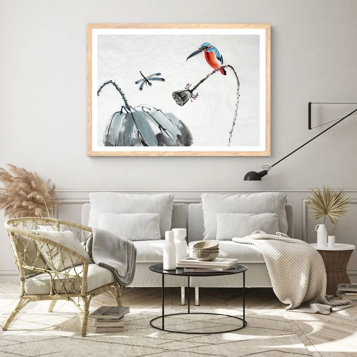 Affiche dans un chêne clair - Poster - La vie du champ - 100x70 cm