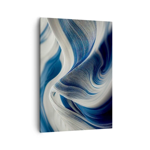 Impression sur toile - Image sur toile - Vagues abstraites dans des tons de bleu et de blanc - 50x70cm - La fluidité du bleu et du blanc - Décoration murale moderne pour le salon et la chambre ARTTOR