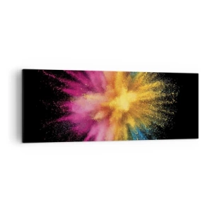 Impression sur toile - Image sur toile - Explosion de poudre colorée sur fond noir - 140x50cm - Origine des couleurs - Décoration murale moderne pour le salon et la chambre ARTTOR