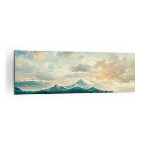 Impression sur toile - Image sur toile - Un paysage pittoresque avec une montagne et un lac calme - 160x50cm - Sous la protection du ciel - Décoration murale moderne pour le salon et la chambre ARTTOR