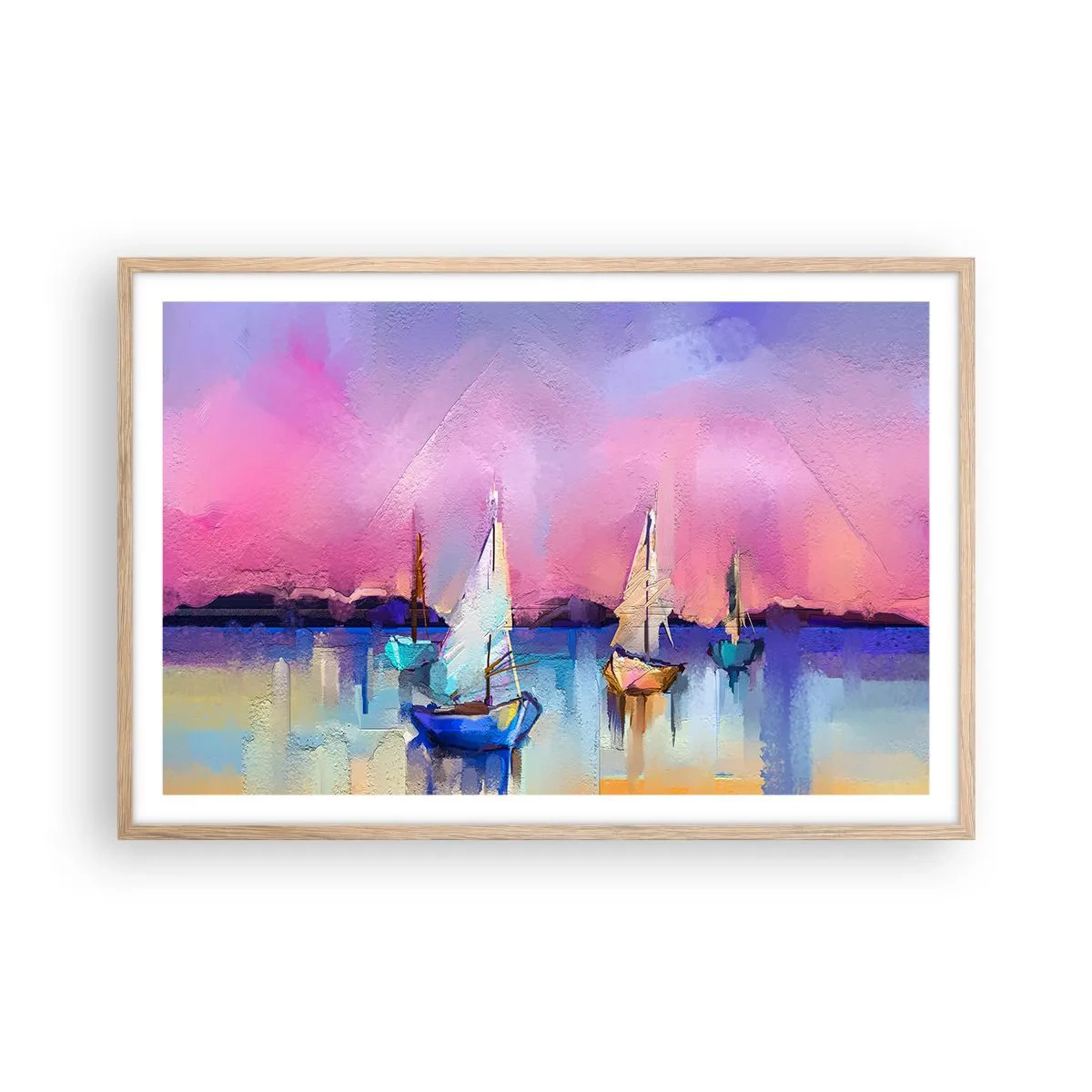 Affiche dans un chêne clair - Poster - Direction: les eaux larges - 91x61 cm