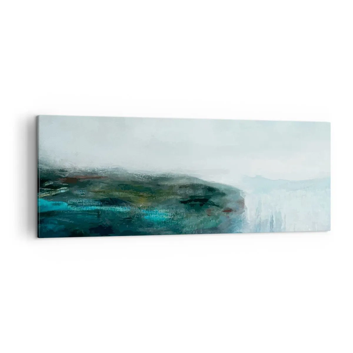 Impression sur toile - Image sur toile - Paysage abstrait dans les tons turquoise et gris - 140x50cm - Abstraction nautique - Décoration murale moderne pour le salon et la chambre ARTTOR