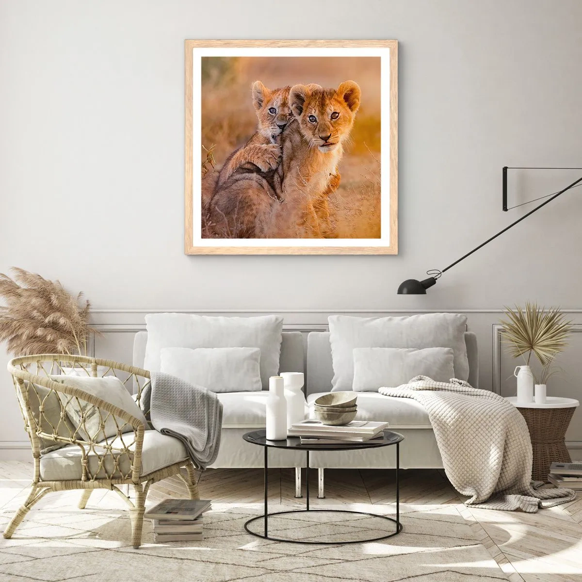 Affiche dans un chêne clair - Poster - Ne pas déranger! On s'amuse - 30x30 cm