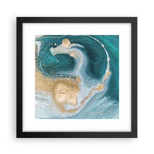 Affiche dans un cadre noir - Poster - Tourbillon d'or et de turquoise - 30x30 cm