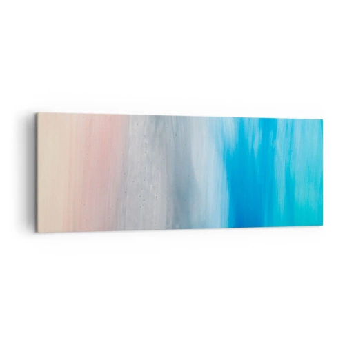 Impression sur toile - Image sur toile - Coups de pinceau abstraits dans des tons de bleu et de rose - 140x50cm - Éléments : air - Décoration murale moderne pour le salon et la chambre ARTTOR