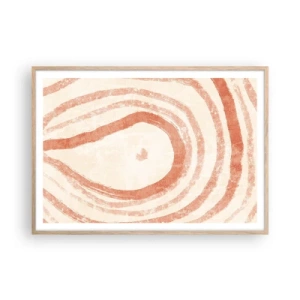 Affiche dans un chêne clair - Poster - Cercles de corail – composition - 100x70 cm