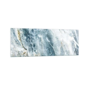 Impression sur verre - Image sur verre - Texture de marbre dans des tons de bleu et de blanc - 140x50cm - Monde de glace - Décoration murale moderne pour le salon et la chambre ARTTOR