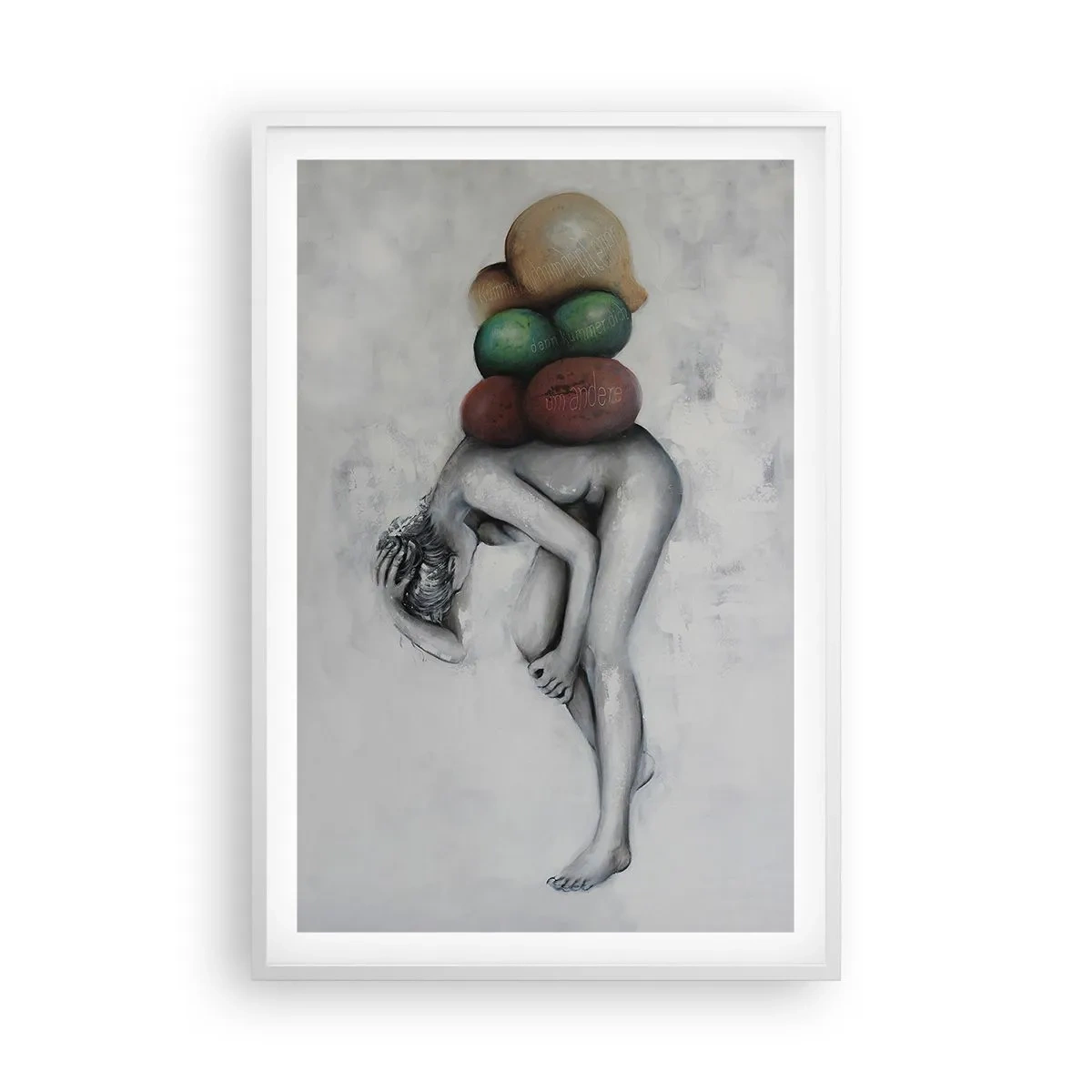 Affiche dans un cadre blanc - Poster - Le fardeau de la vie - 61x91 cm