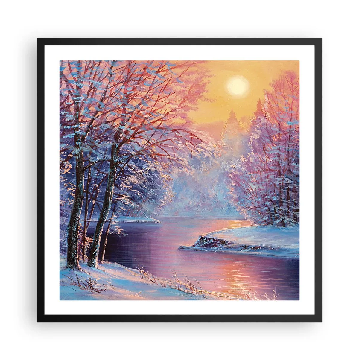 Affiche dans un cadre noir - Poster - Couleurs d'hiver - 60x60 cm