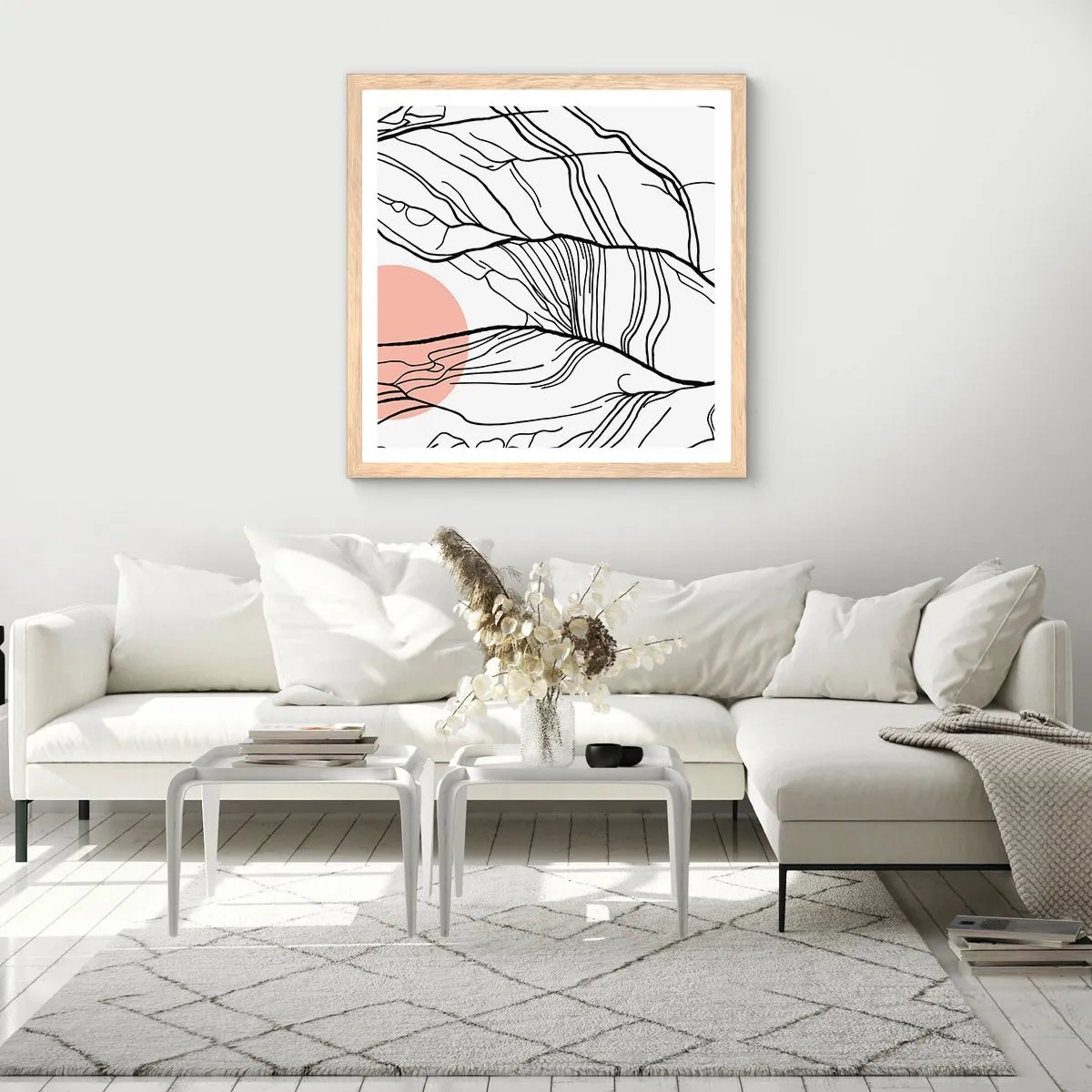 Affiche dans un chêne clair - Poster - Dans un réseau de brindilles - 30x30 cm