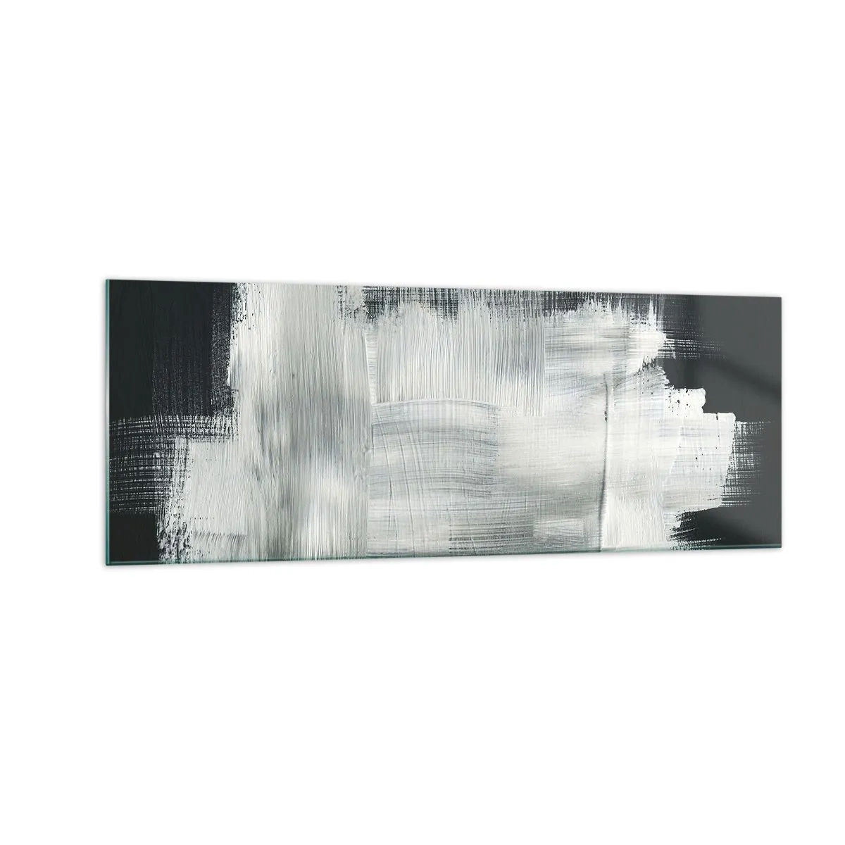 Impression sur verre - Image sur verre - Traits abstraits blancs sur fond sombre - 140x50cm - Tissé à la verticale et à l'horizontale - Décoration murale moderne pour le salon et la chambre ARTTOR
