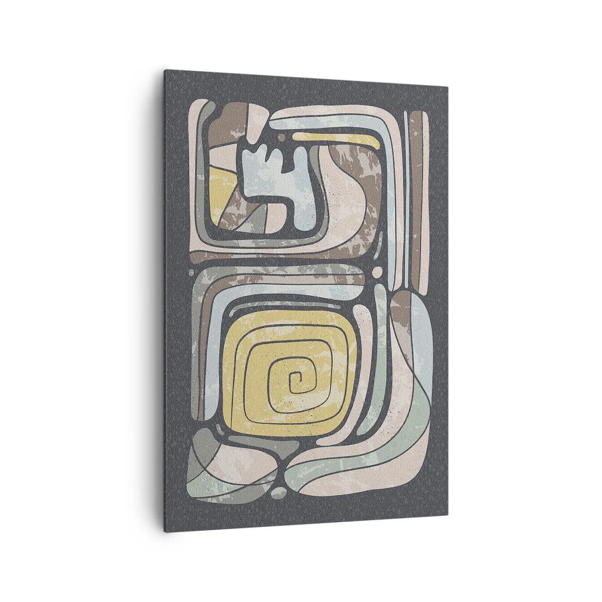 Impression sur toile - Image sur toile - Motifs précolombiens aux couleurs pastel sur fond sombre - 70x100cm - L'abstraction dans l'esprit précolombien - Décoration murale moderne pour le salon et la chambre ARTTOR