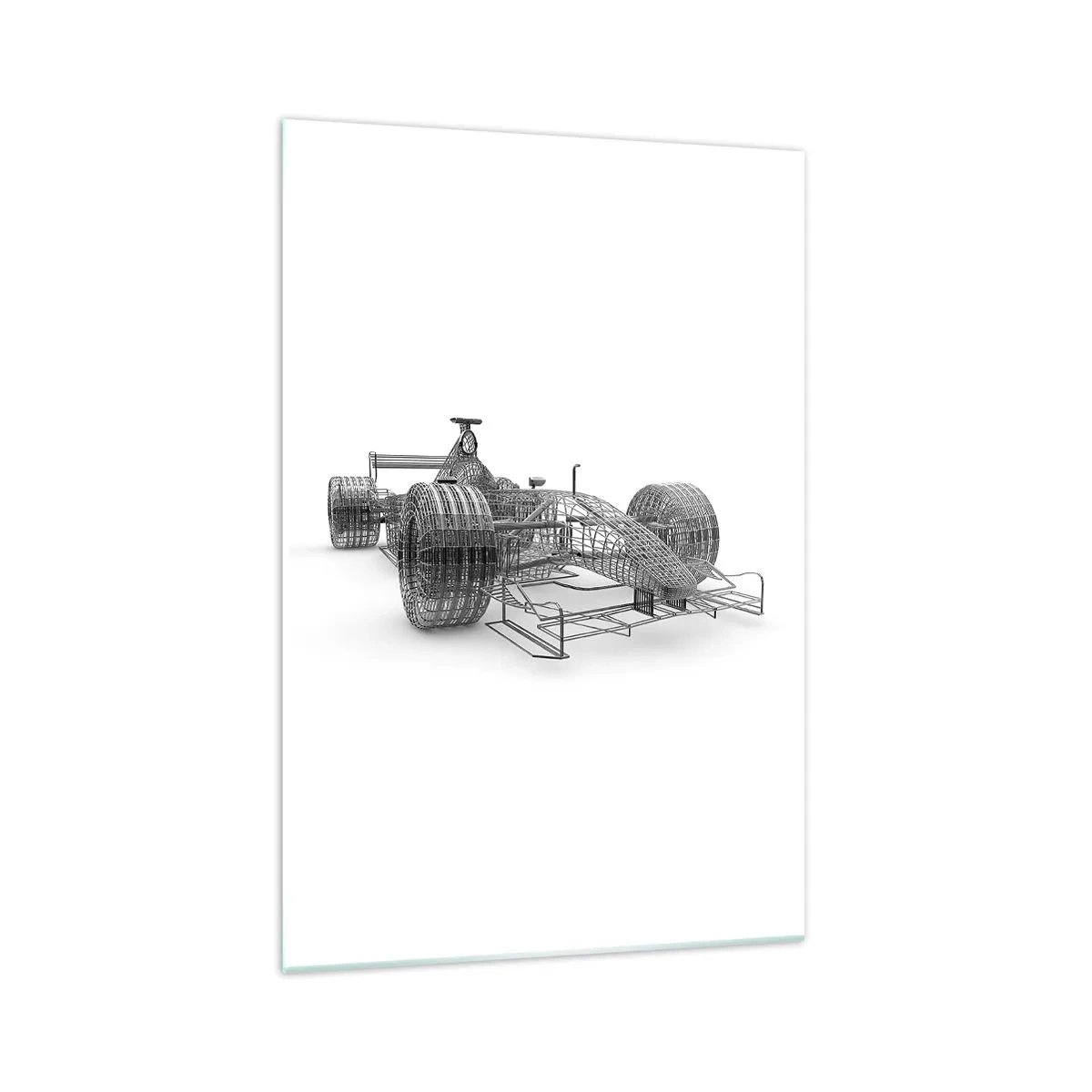 Impression sur verre - Image sur verre - Un croquis de conception d'une voiture de course sur un fond clair - 70x100cm - Design parfait - idée de course - Décoration murale moderne pour le salon et la chambre ARTTOR