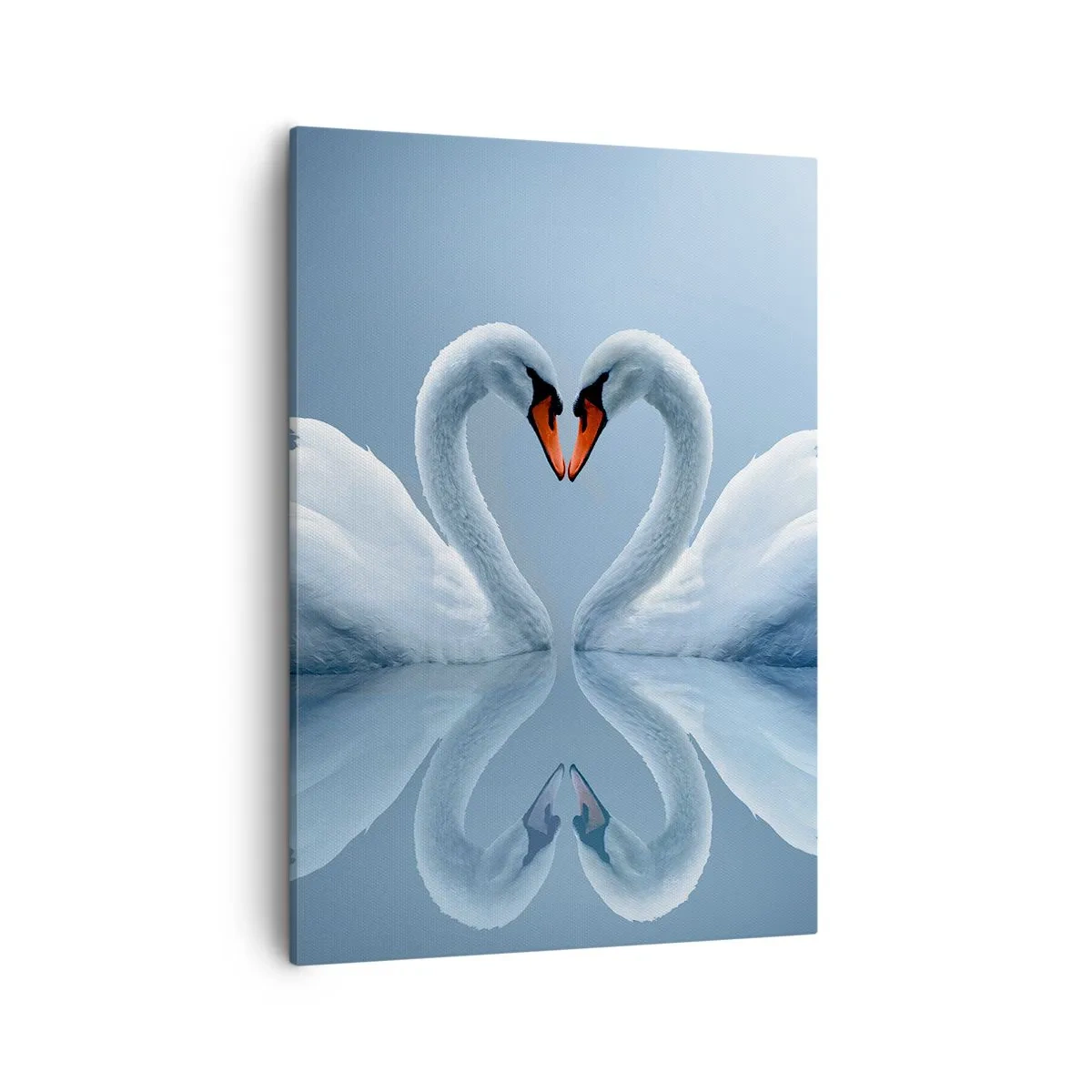 Impression sur toile - Image sur toile - Deux cygnes formant un cœur sur une surface d'eau calme - 50x70cm - Le temps de l'amour - Décoration murale moderne pour le salon et la chambre ARTTOR
