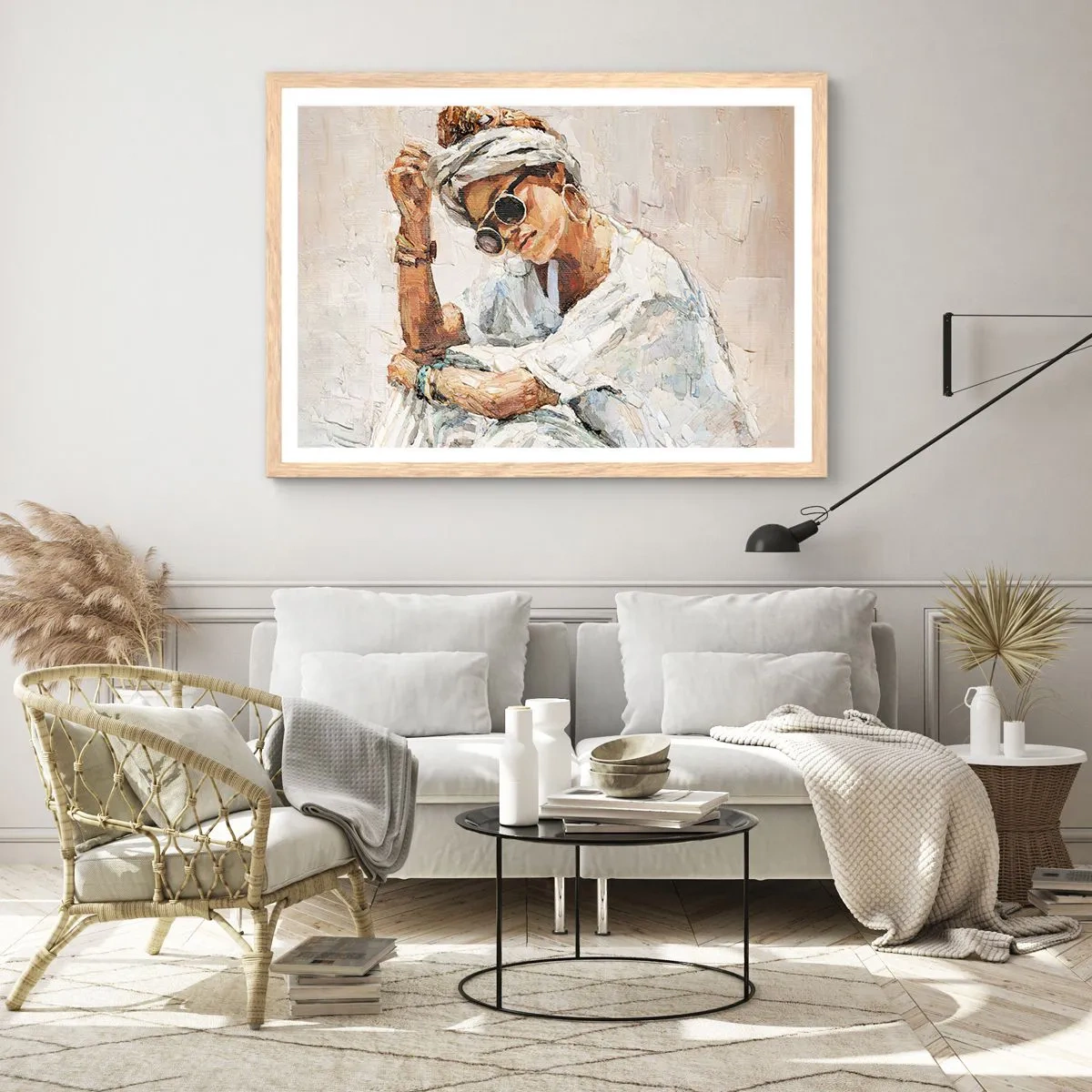 Affiche dans un chêne clair - Poster - Portrait en plein soleil - 70x50 cm