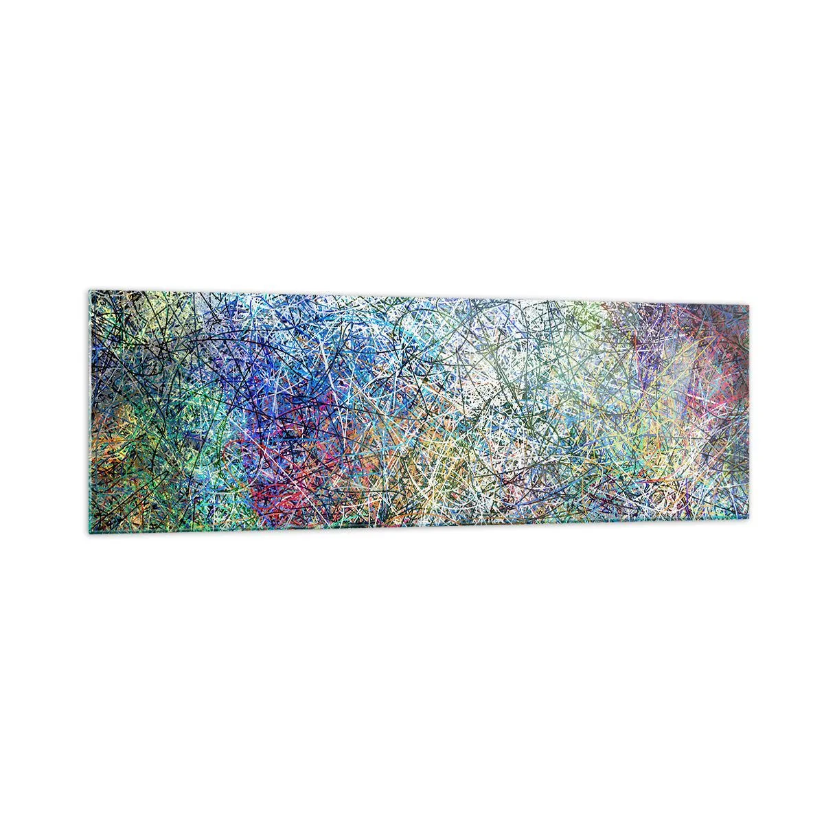 Impression sur verre - Image sur verre - Composition abstraite avec des lignes et des textures multicolores - 160x50cm - Ce n'est pas si simple - Décoration murale moderne pour le salon et la chambre ARTTOR