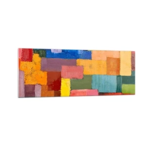 Impression sur verre - Image sur verre - Rectangles abstraits colorés dans différentes nuances - 140x50cm - Chacun est différent, tout est coloré - Décoration murale moderne pour le salon et la chambre ARTTOR