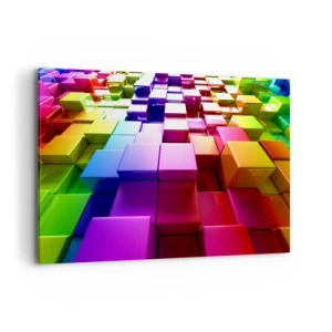 Impression sur toile - Image sur toile - Cubes géométriques 3D colorés - 120x80cm - Collaboration Op art dans une équipe - Décoration murale moderne pour le salon et la chambre ARTTOR
