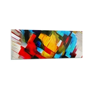Impression sur verre - Image sur verre - Composition géométrique abstraite aux couleurs vives - 140x50cm - Une superposition multicolore - Décoration murale moderne pour le salon et la chambre ARTTOR