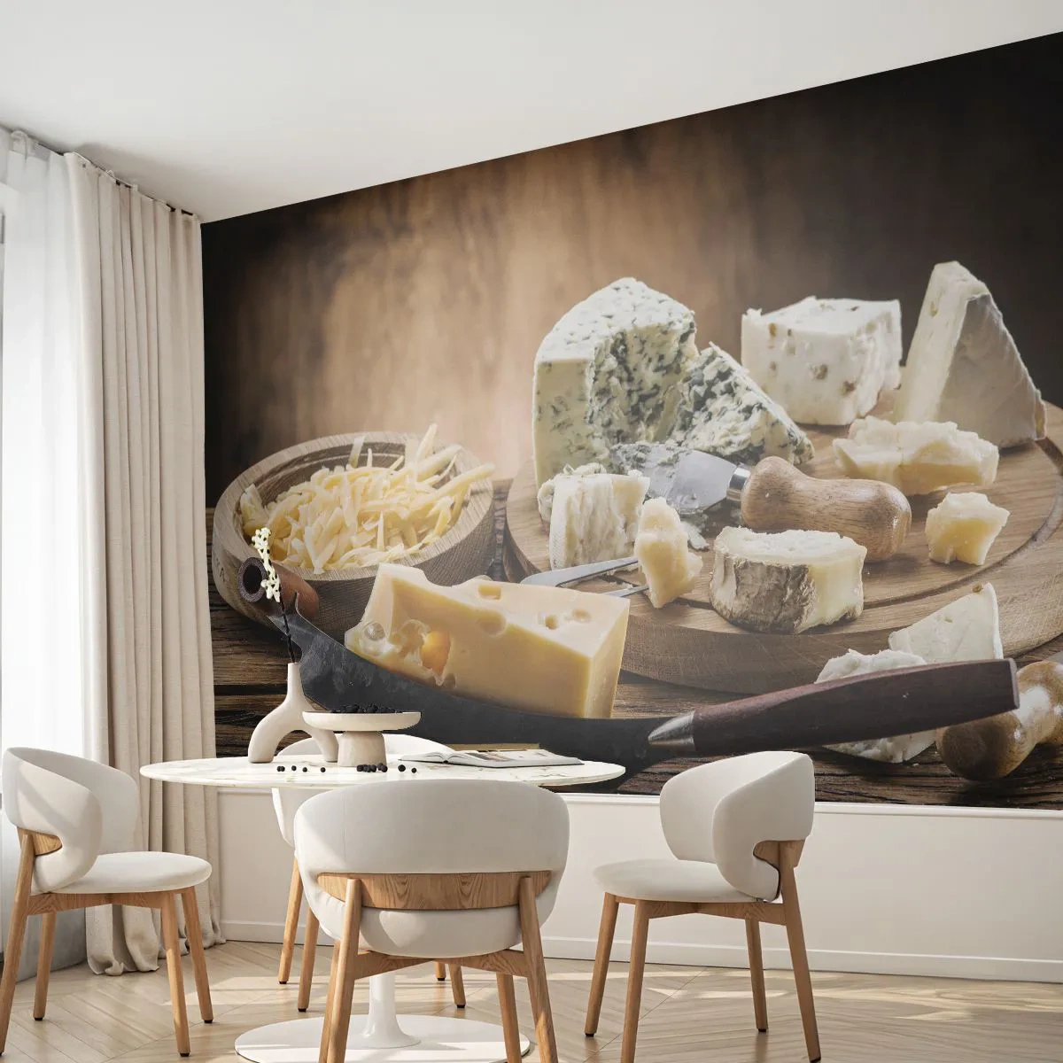 Papier Peint Photo Premium Canvas - Sourire au fromage - La gastronomie, Plateau à fromage, Culinaire - 250x175 cm