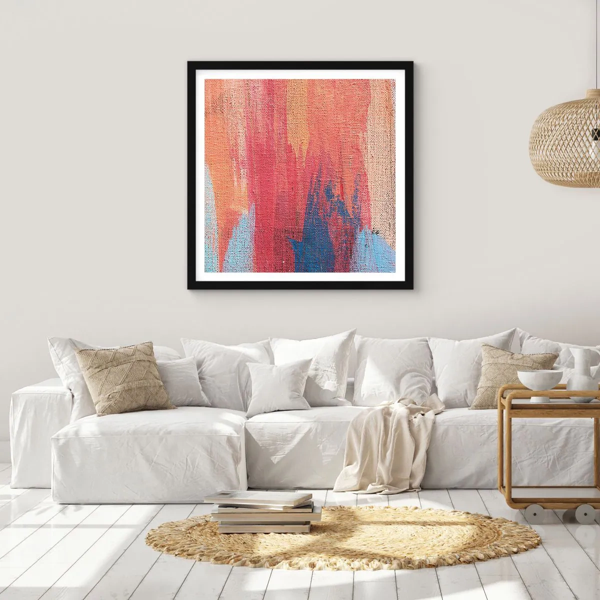 Affiche dans un cadre noir - Poster - Ecoulement de l'arc-en ciel - 50x50 cm