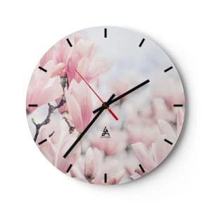 Horloge murale - Pendule murale - Magnolias roses délicats sur un fond flou - 30x30cm - Idéal de la subtilité - Décoration murale moderne pour le salon, la cuisine et la chambre ARTTOR