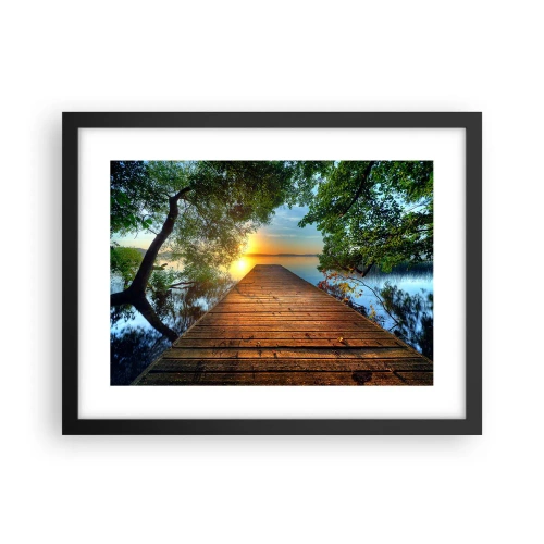 Affiche dans un cadre noir - Poster - Prenez votre temps, asseyez-vous - 40x30 cm