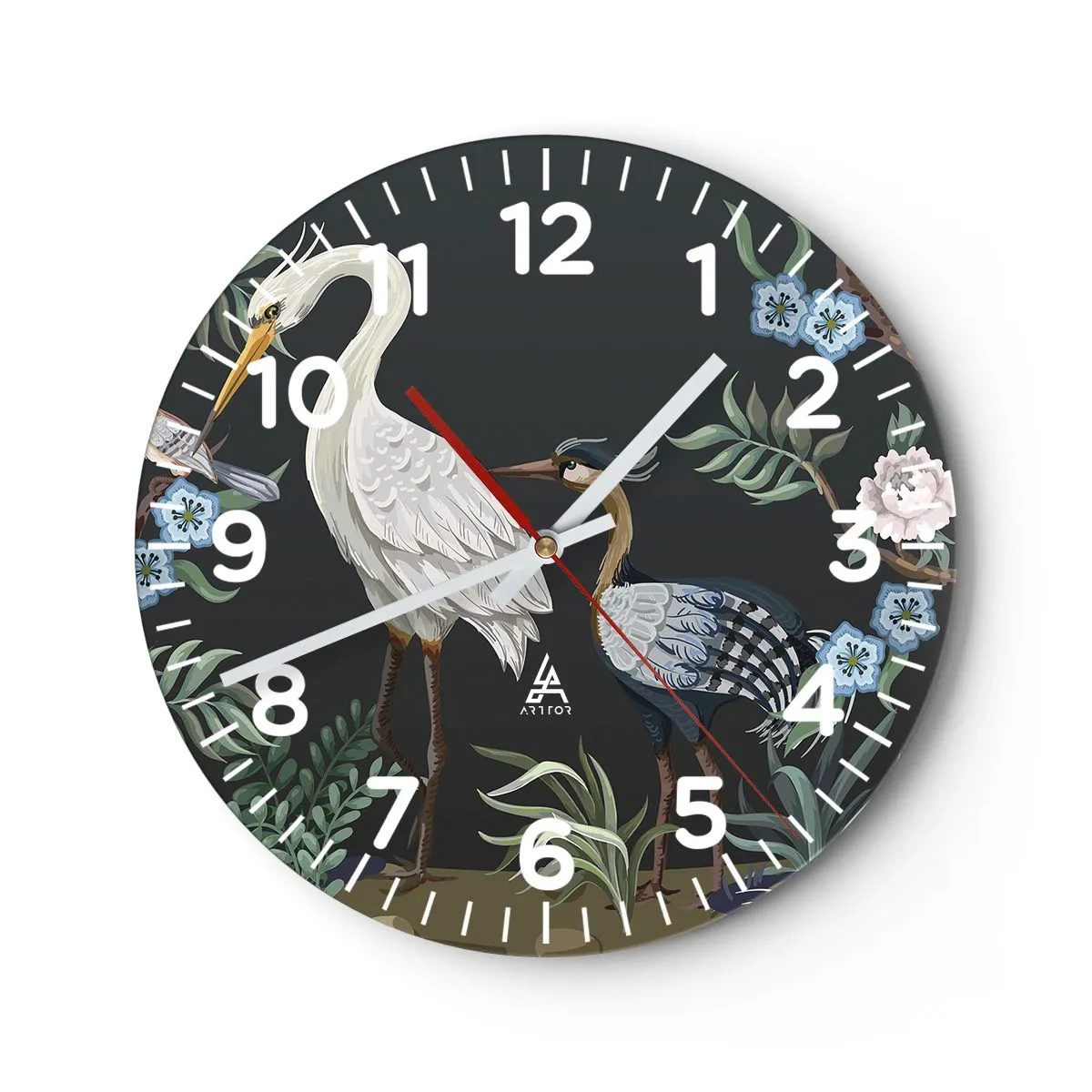 Horloge murale - Pendule murale - Parade d'oiseaux - 40x40 cm