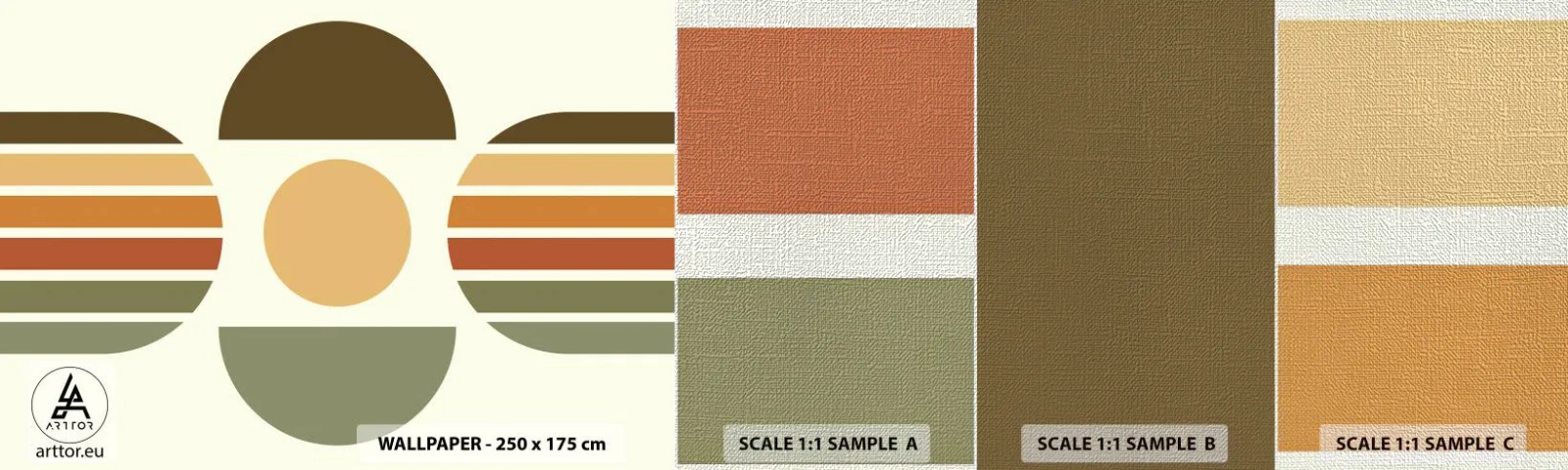 Échantillon de Papier Peint Premium Canvas - Dans les coulaurs de la terre - Abstraction, Morceau, Graphique - 100x30 cm