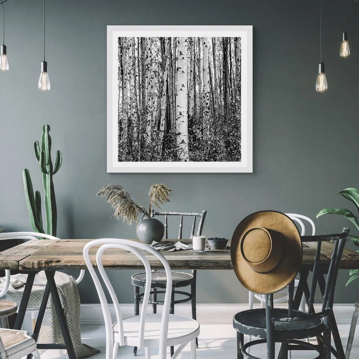 Affiche dans un cadre blanc - Poster - Enchevêtrement de bouleau - 30x30 cm
