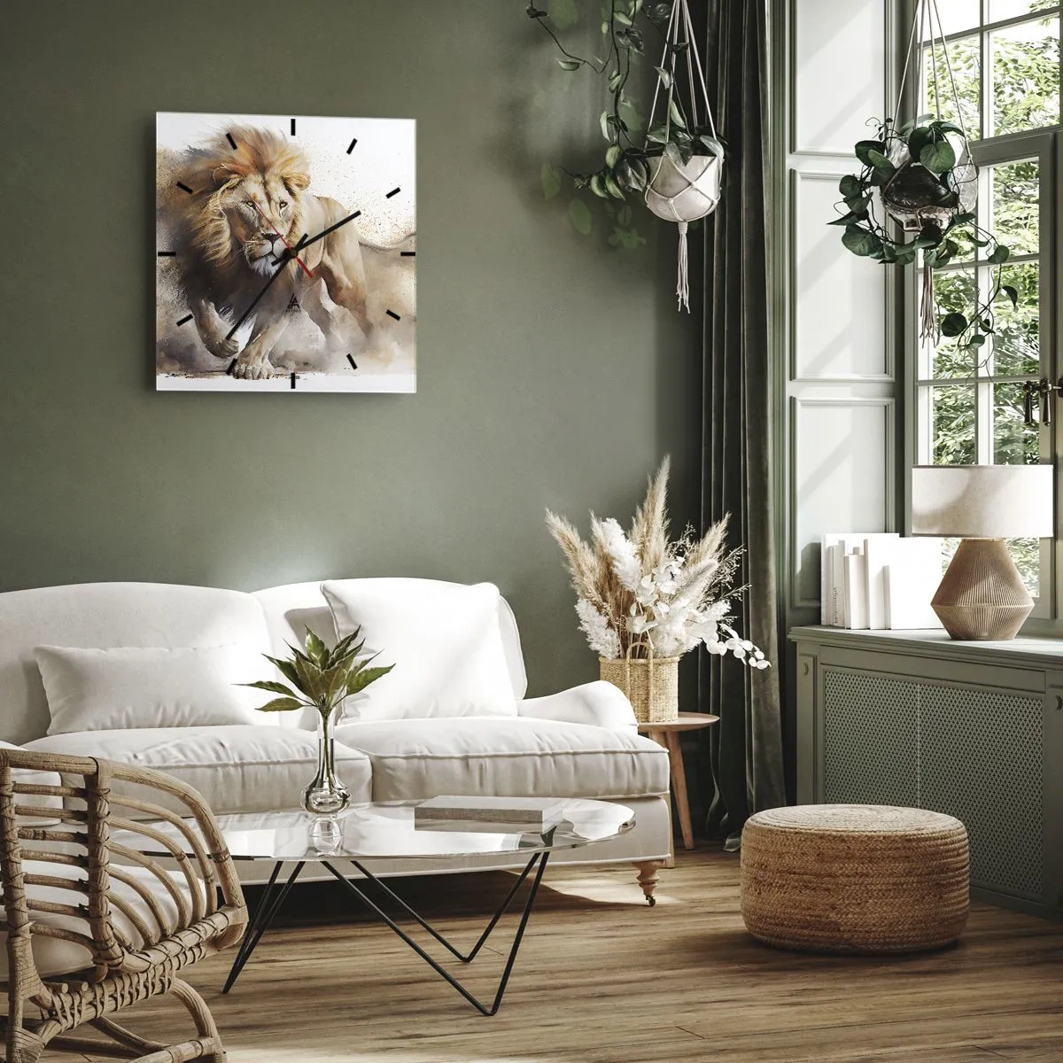 Horloge murale - Pendule murale - Un portrait dynamique d'un lion aux couleurs naturelles. - 30x30cm - Le roi bougea - Décoration murale moderne pour le salon et la chambre ARTTOR