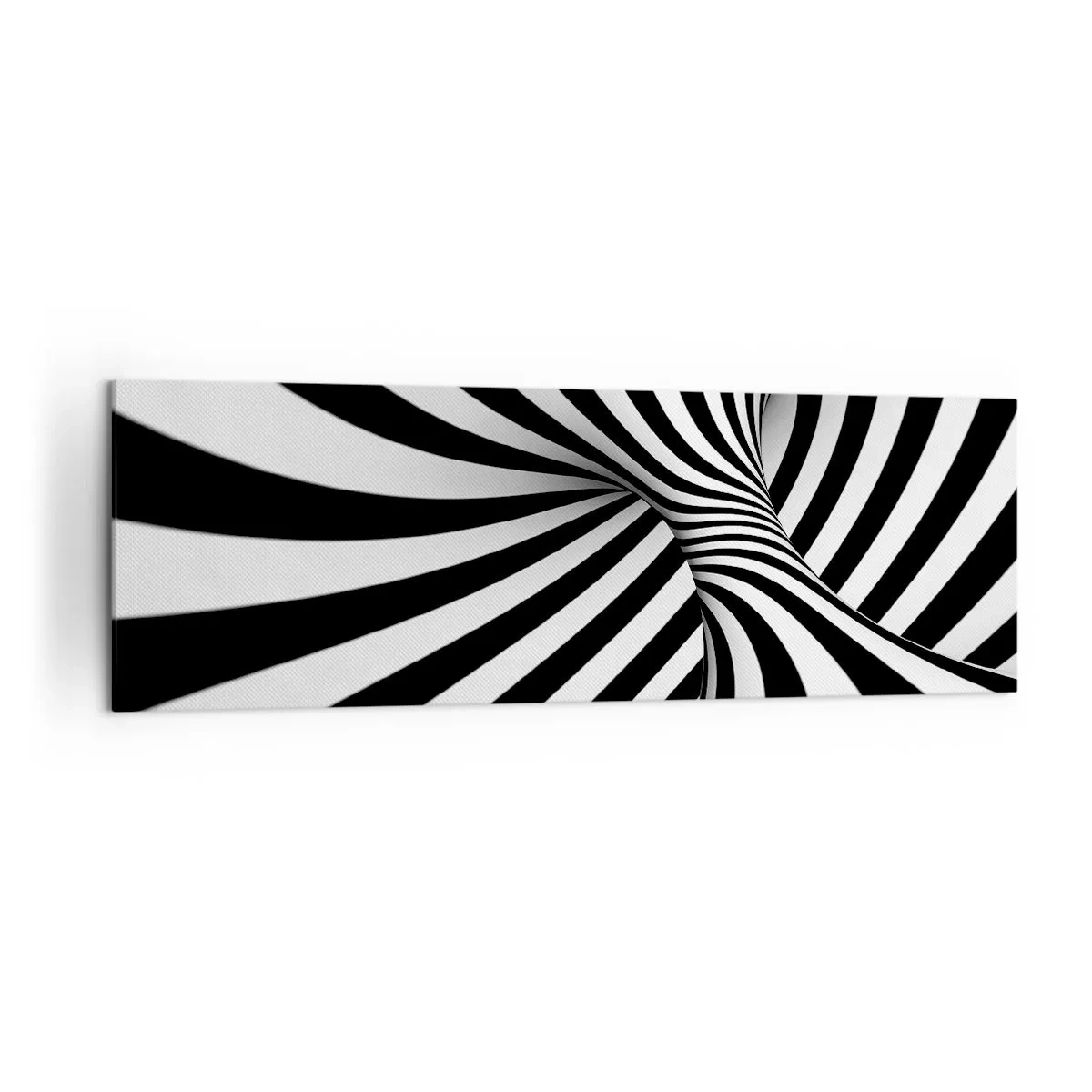 Impression sur toile - Image sur toile - Tunnel abstrait avec des rayures en spirale noires et blanches - 160x50cm - Composition : espace de danse - Décoration murale moderne pour le salon et la chambre ARTTOR