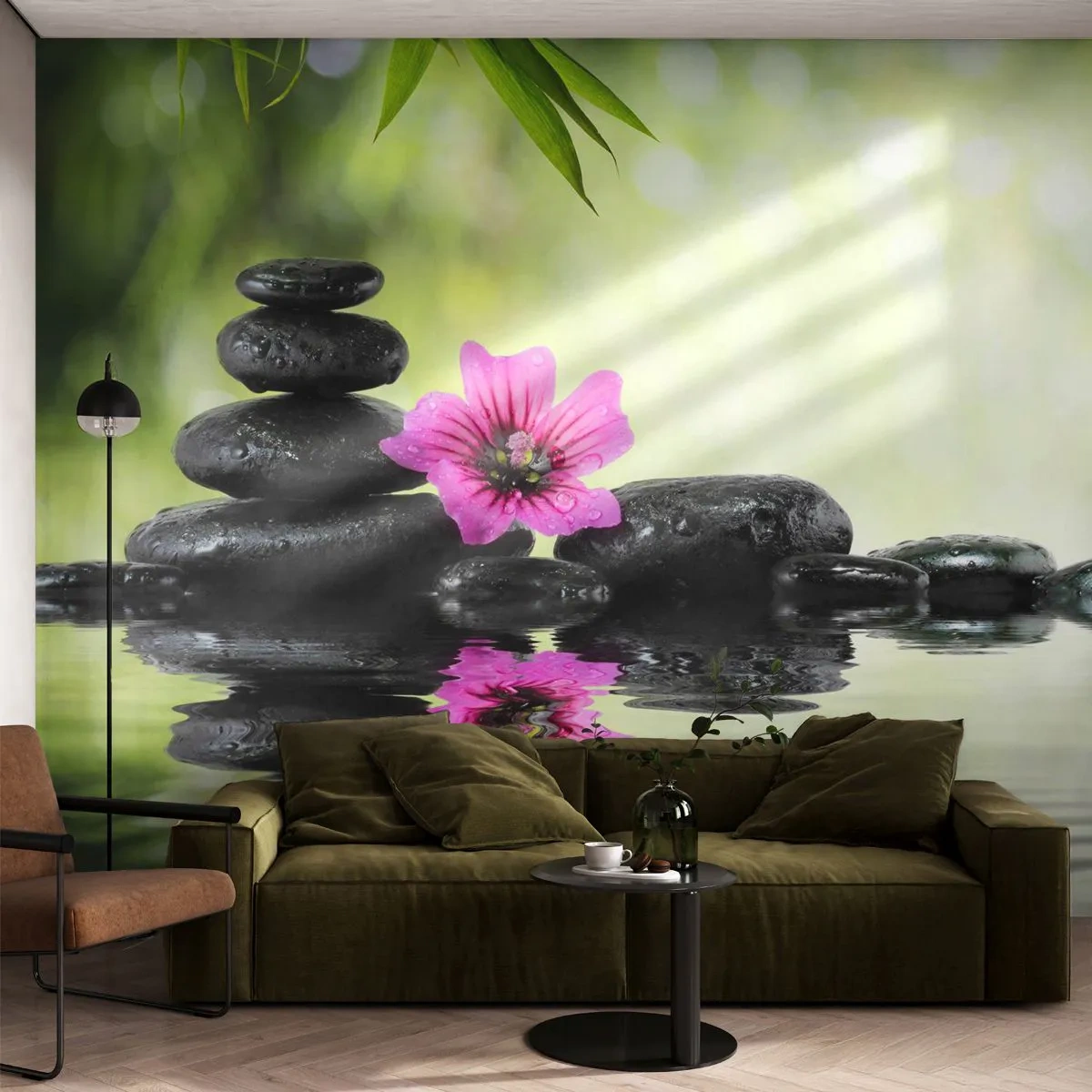 Papier Peint Photo Premium Canvas - Temps pour l'âme - Fleur, Culture, Bambou - 250x175 cm