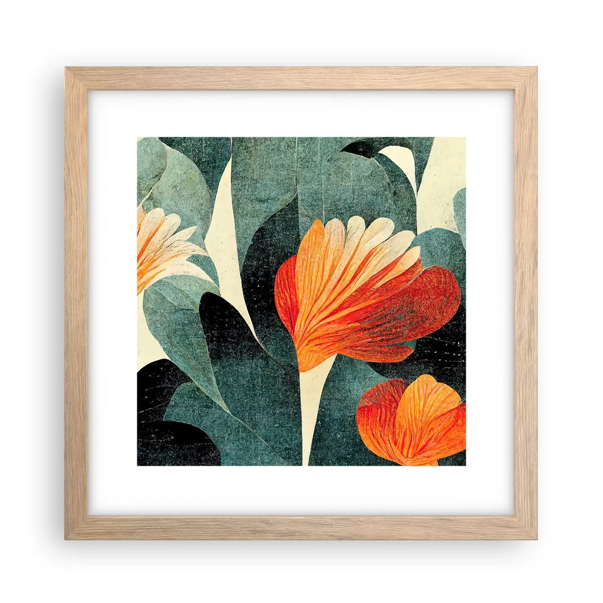 Affiche dans un chêne clair - Poster - La chaleur des tropiques et la fraîcheur de la verdure - 30x30 cm