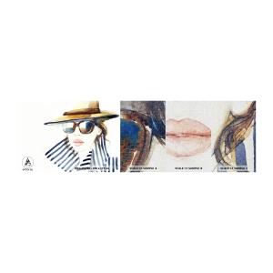 Échantillon de Papier Peint Premium Canvas - La Floride vous souhaite la bienvenue ! - Visage de femme, Portrait d'une femme, Mode - 100x30 cm