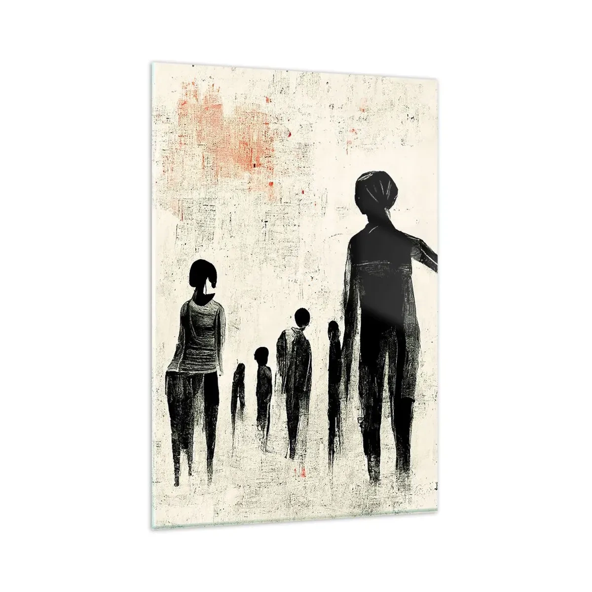 Impression sur verre - Image sur verre - Figures dans une composition monochrome sur fond clair - 80x120cm - Contre la solitude - Décoration murale moderne pour le salon et la chambre ARTTOR