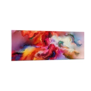 Impression sur verre - Image sur verre - Abstraction colorée avec une composition dynamique - 140x50cm - Comment attraper des rêves - fumée - Décoration murale moderne pour le salon et la chambre ARTTOR